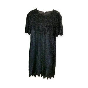 Vintage‎ Dress black beaded midi dress